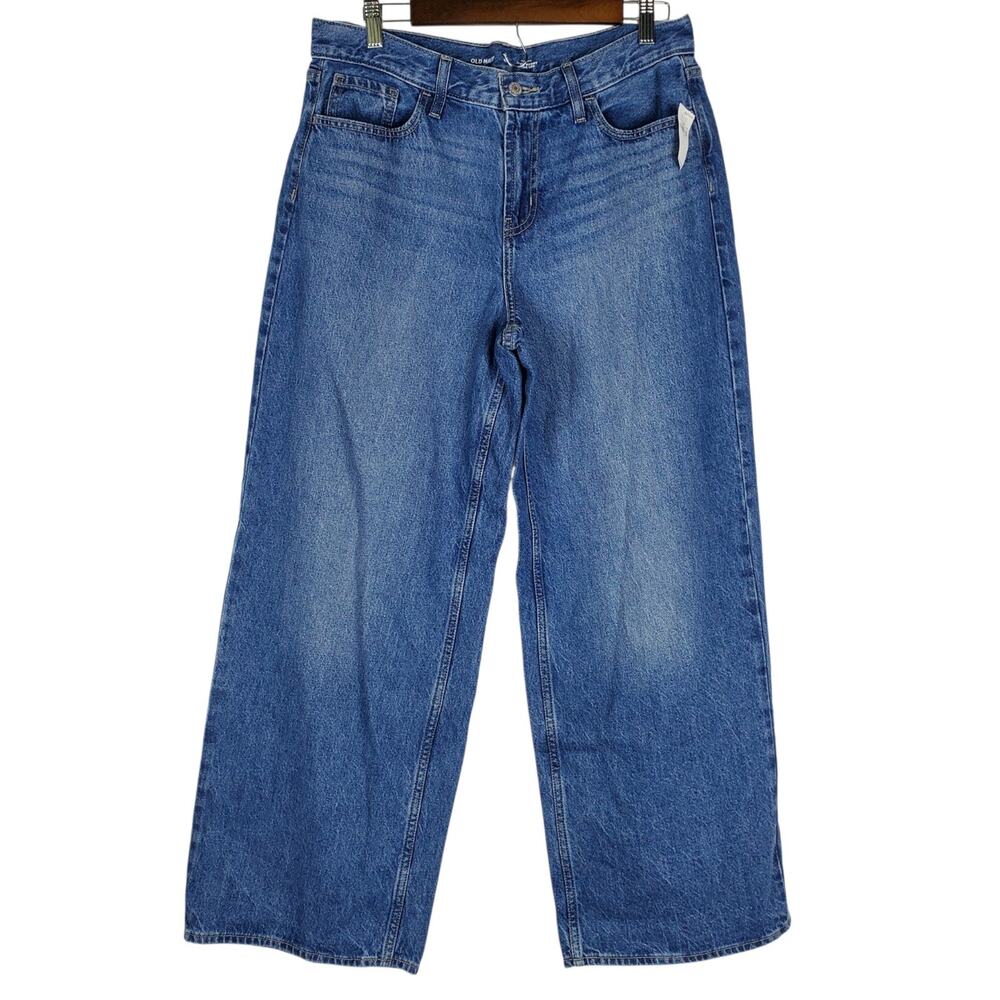 NEW Old Navy Wow Wide Leg Baggy Jeans Womens Size 10 Blue Cotton 29" Inseam